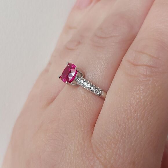 2.2 Carat Ruby Ring 925 Sterling Silver - Picture 11 of 12